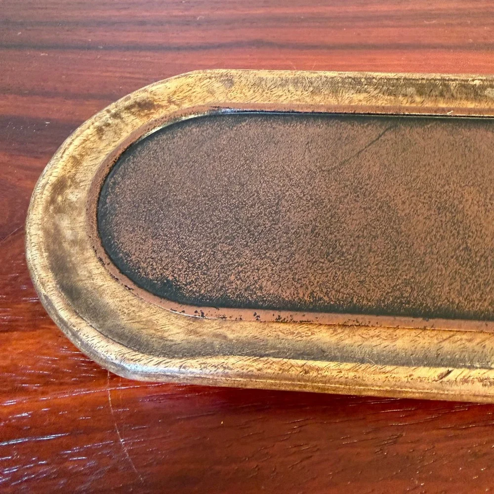 Hosley Wood Candle Holder Tray Brown Rustic Oblong Pillar Candle Plate 12 Inch